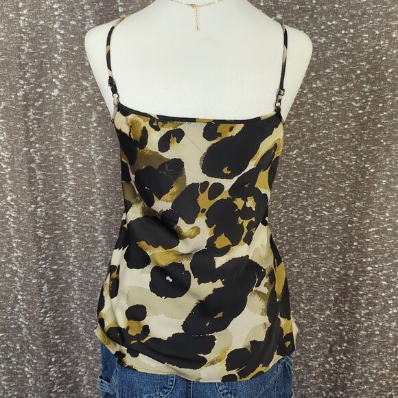 CAbi ‎ Animal Print Ruffle Spaghetti Strap Tank Top Black/Brown #174 Women's XS - Picture 5 of 10